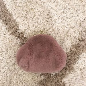 Fuzzy Cosmetic Pouch in Dusty Rose